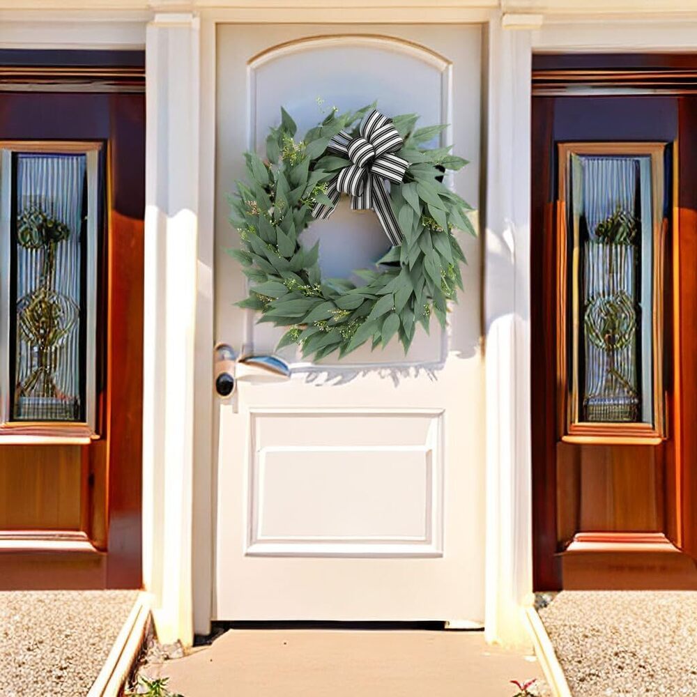 8086 Artificial Wreath, 23" Artificial Wreath for Front Door, Spring Green - Picture 4 of 8